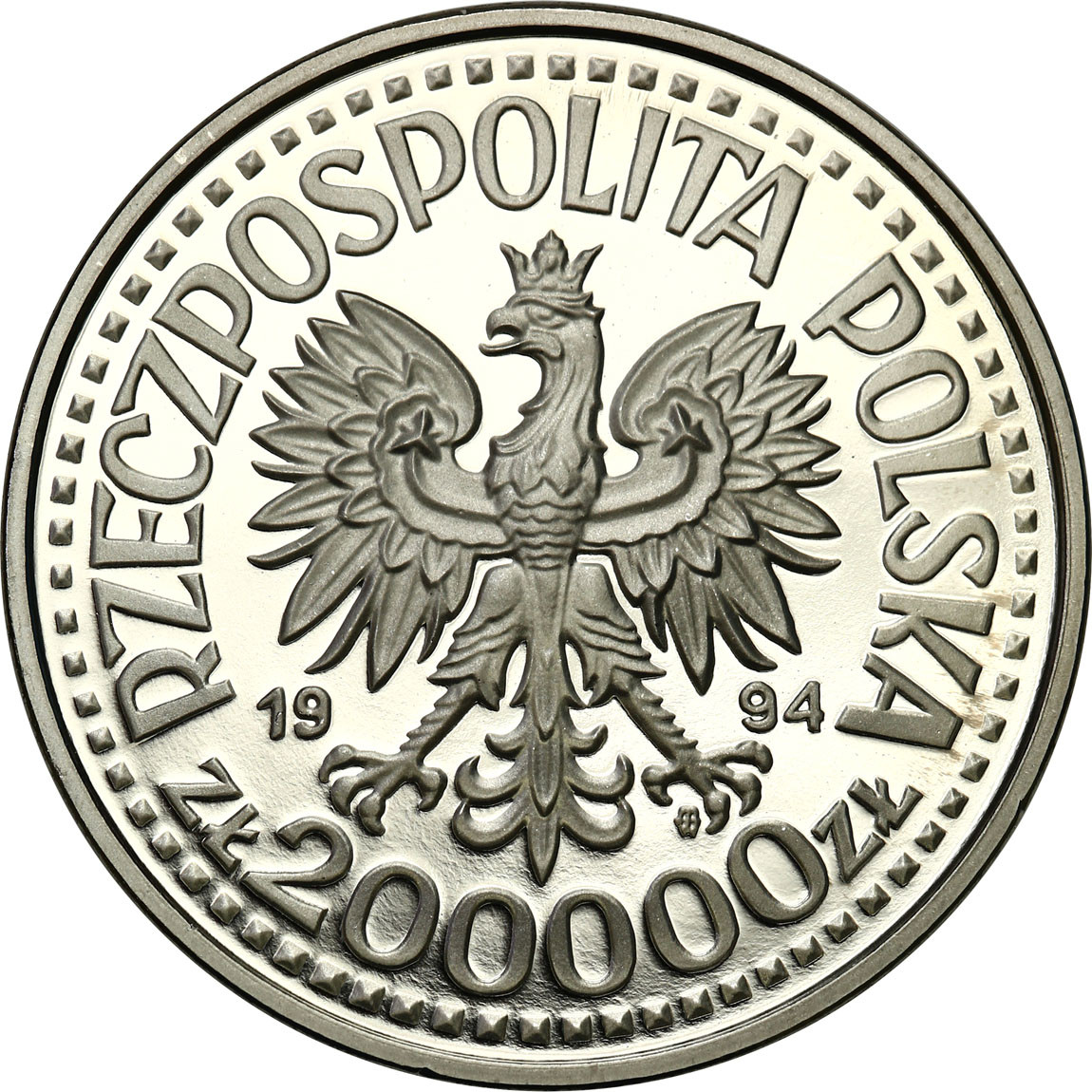 PRL. PRÓBA Nikiel 200 000 złotych 1994 – Zygmunt I Stary - popiersie